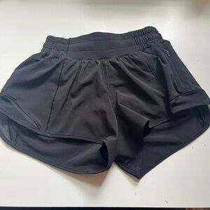 Lululemon Black Hotty Hot shorts- size 0, 2.5 inch lined and low rise.